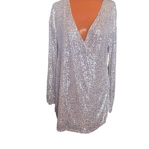 Gimmicks by BKE Silver Sequin Mini Dress